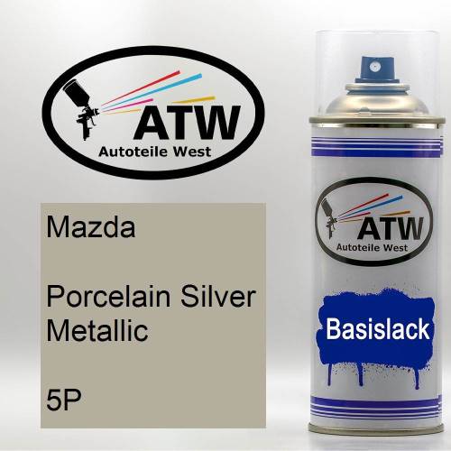 Mazda, Porcelain Silver Metallic, 5P: 400ml Sprühdose, von ATW Autoteile West.